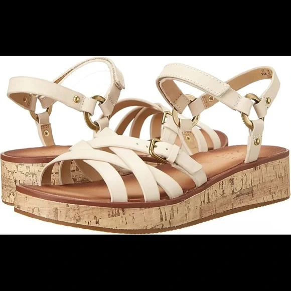 NATURALIZER Womens Porcelain Platform Georgette Wedge Leather Sandals 7.5 M - Picture 5 of 7